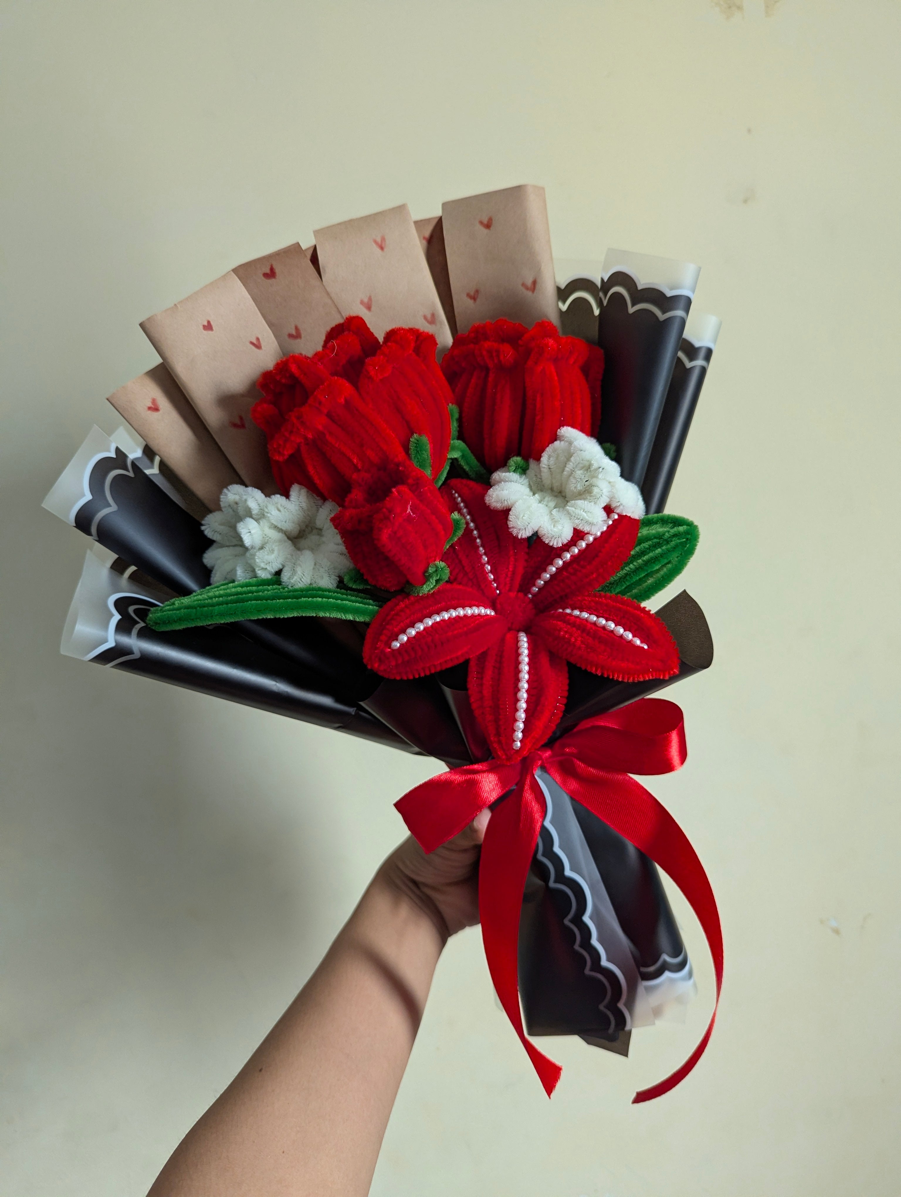 Scarlet Bloom Handmade Flower Bouquet