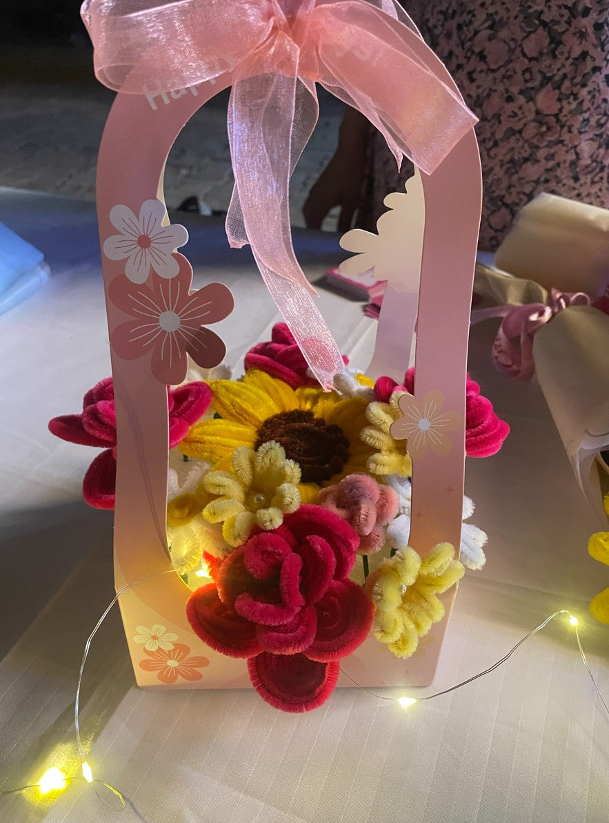 Sunset Bloom Floral Basket